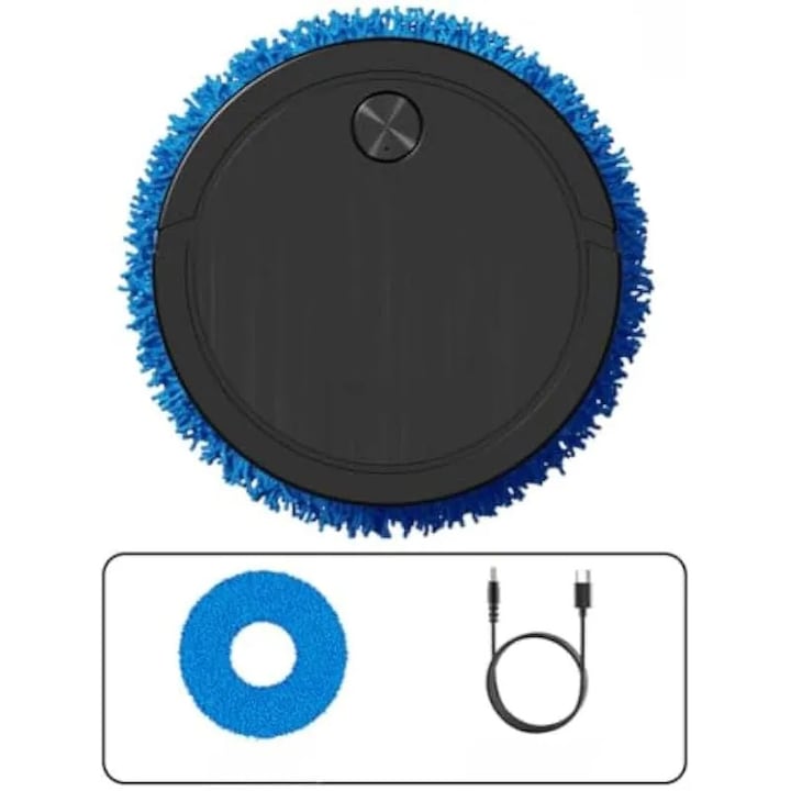 Mop robot aspirator cu corp din plastic, alb sau negru (negru)