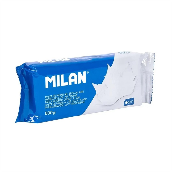 Глина за моделиране MILAN 806611, съхнеща на въздух, бяла, 500 гр