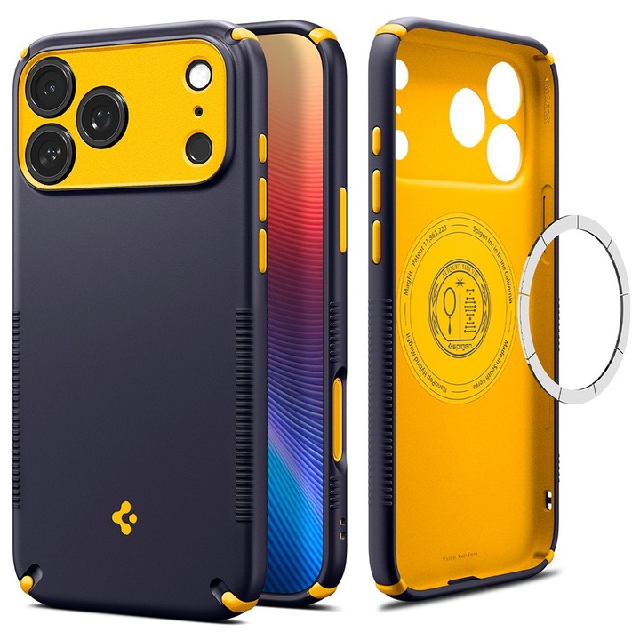 Husa pentru iPhone 18 Pro Max / iPhone 17 Pro Max, Spigen Caseology Nano Pop Hybrid MagSafe, Incarcare wireless, Calitate Premium, Blueberry