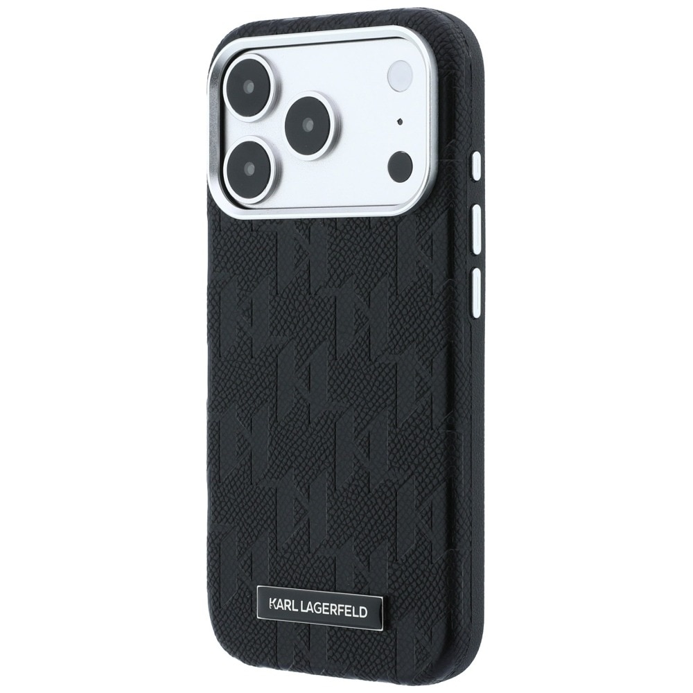 Husa pentru iPhone 18 Pro Max / iPhone 17 Pro Max Karl Lagerfeld Grained Leather Mono Resin Logo MagSafe, Incarcare wireless, Protectie ridicata, Calitate premium, Negru