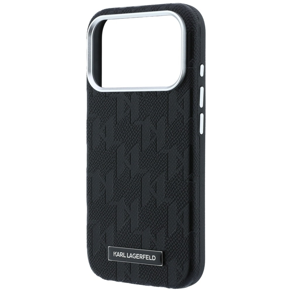 Husa pentru iPhone 18 Pro Max / iPhone 17 Pro Max Karl Lagerfeld Grained Leather Mono Resin Logo MagSafe, Incarcare wireless, Protectie ridicata, Calitate premium, Negru