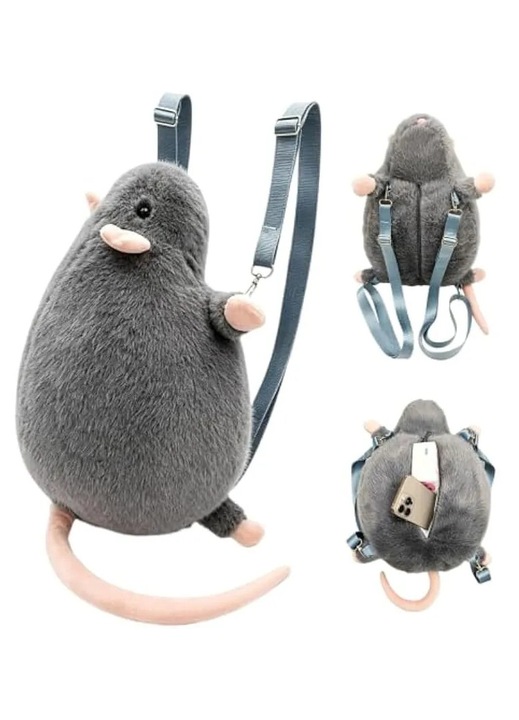 Poseta/rucsac pufos, blanos, in forma de animal
