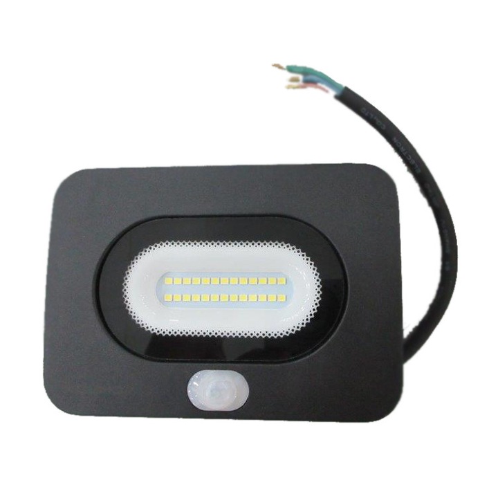 Proiector LED 50W + senzor, IP65, Kosmo, lumina rece, negru - eMAG.ro