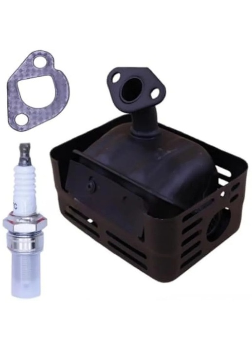 Tobă de esapament, set pentru Honda GX160/GX200, neagră, construcție metalică robustă