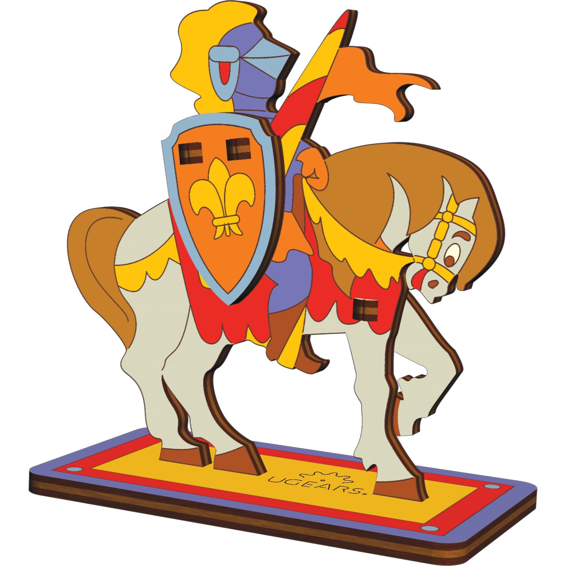 Puzzle 3D de colorat Cavaler UGears 4KIDS