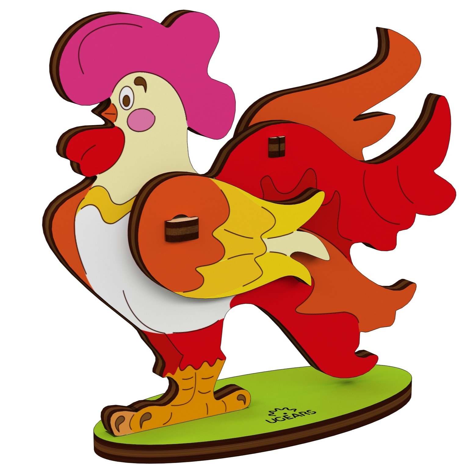 Puzzle 3D de colorat Cocos UGears 4KIDS