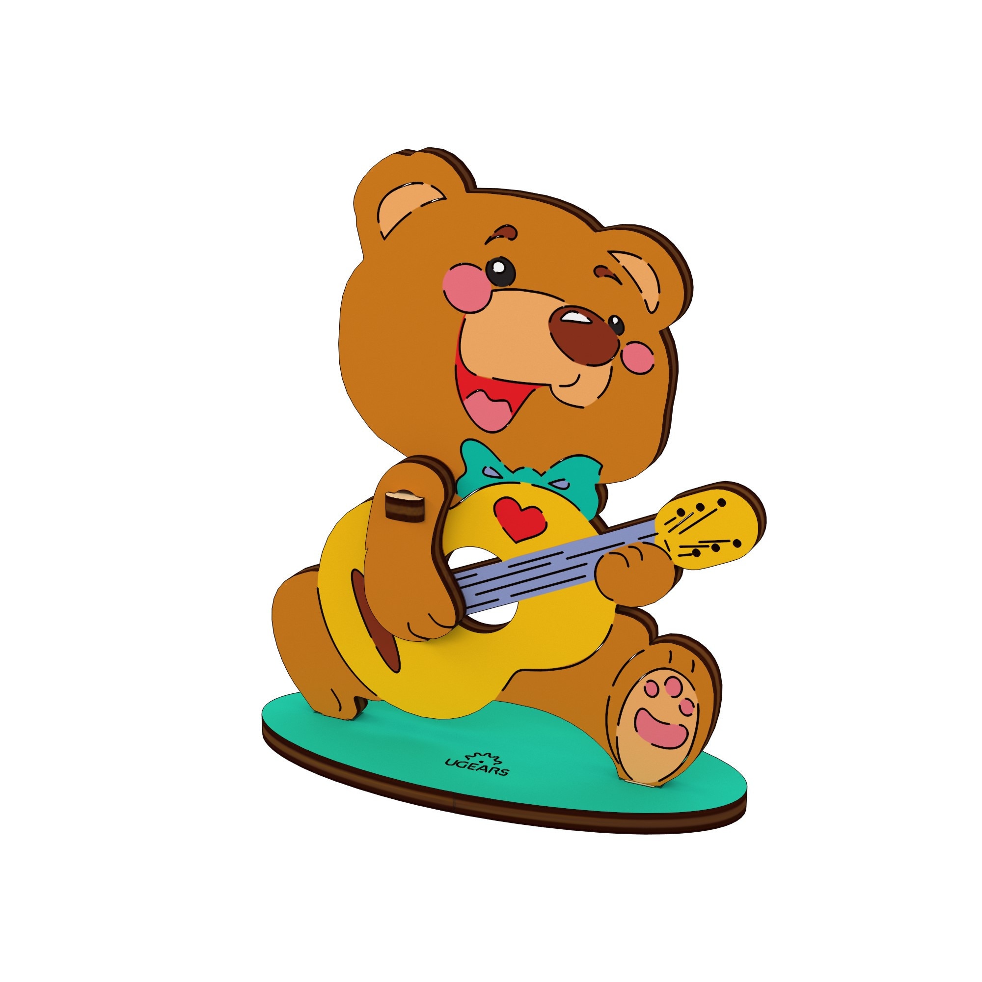 Puzzle 3D de colorat Ursulet UGears 4KIDS