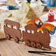 Puzzle 3D de colorat Locomotiva cu vagon UGears 4KIDS