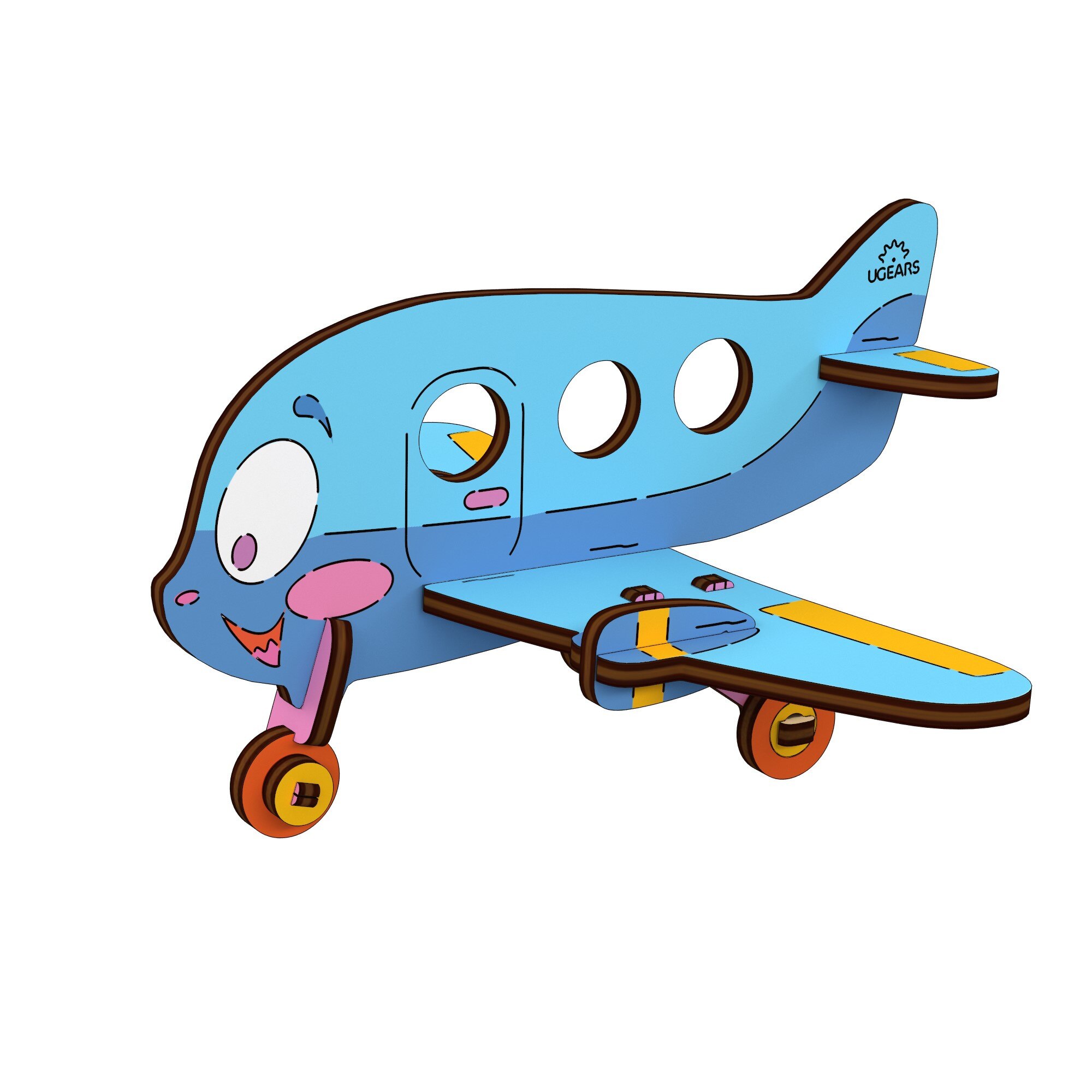 Puzzle 3D de colorat Avion UGears 4KIDS