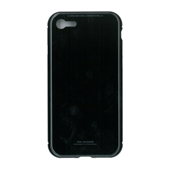 Husa de protectie hibrida din sticla securizata si rama metalica, WK Design, pentru iPhone 8/SE 2, negru Husa de protectie hibrida din sticla securizata si rama metalica, WK Design, pentru iPhone 8/SE 2, negru