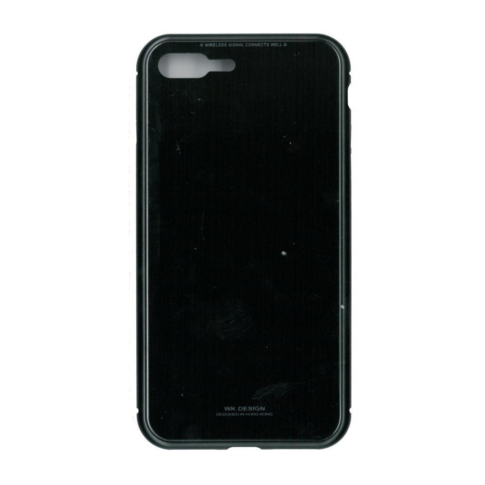 Husa de protectie hibrida din sticla securizata si rama metalica, WK Design, pentru iPhone 8 Plus, negru