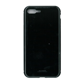 Husa de protectie hibrida din sticla securizata si rama metalica, WK Design, pentru iPhone 8 Plus, negru Husa de protectie hibrida din sticla securizata si rama metalica, WK Design, pentru iPhone 8 Plus, negru