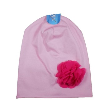 Caciula de primavara pentru fete cu floare aplicata, Roz Caciula de primavara pentru fete cu floare aplicata, Roz