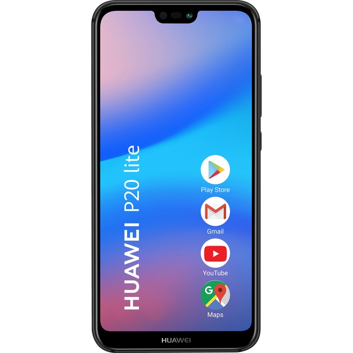 Huawei P20 Lite, Kártyafüggetlen, Dual SIM, 64GB, 4G, Midnight Fekete