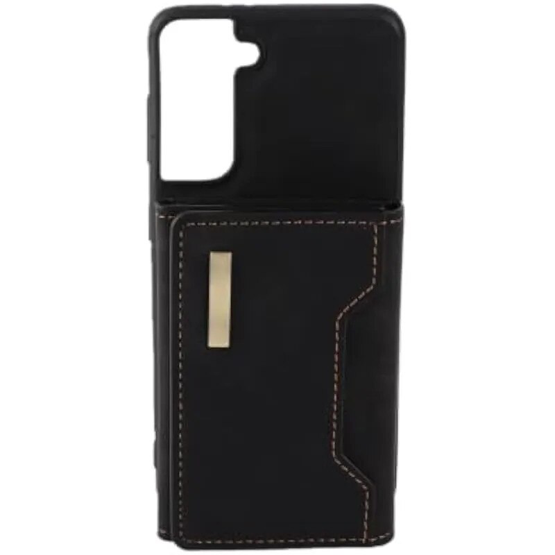 Husă magnetică cu portofel detasabil pentru telefon, design divizat, negru, pentru Samsung Galaxy S21