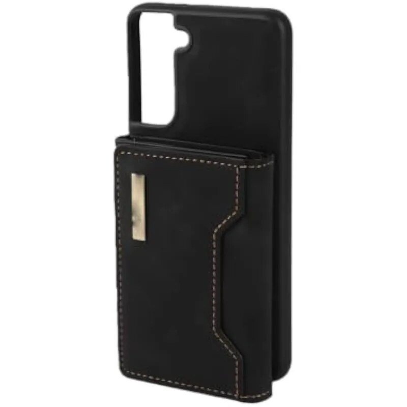 Husă magnetică cu portofel detasabil pentru telefon, design divizat, negru, pentru Samsung Galaxy S21