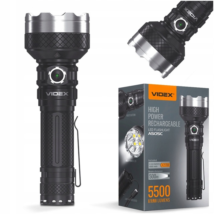 Мощна акумулаторна LED фенерче 20W, 5500 лумена, 500м