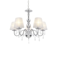 Lustra eleganta Laval, lux.pro, 5 x E14, 40W, 145 cm, aluminiu/plastic, crom, alb