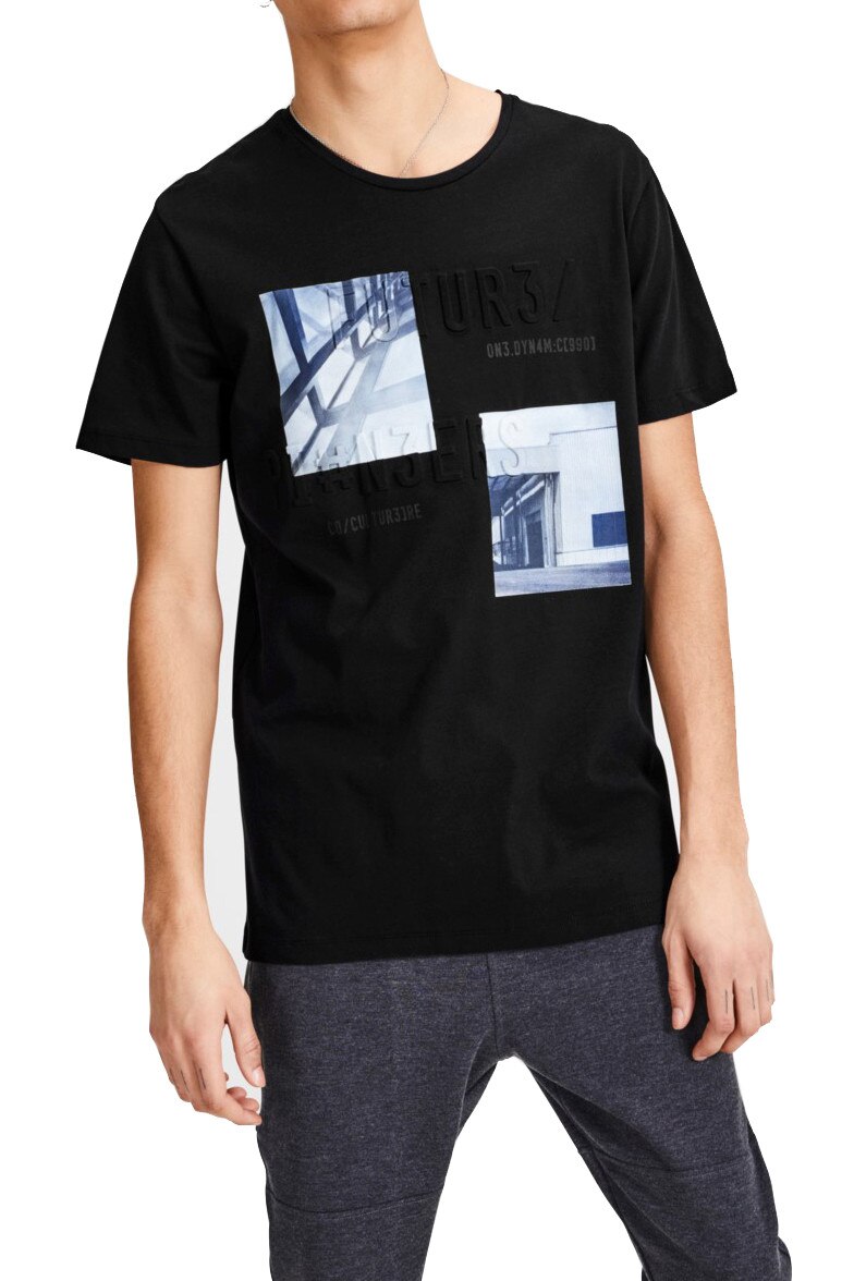 Tricou negru, Jack&Jones, Arcs, Negru