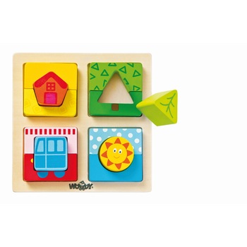 Puzzle Woody, Puzzle sortare forme, Lemn Puzzle Woody, Puzzle sortare forme, Lemn