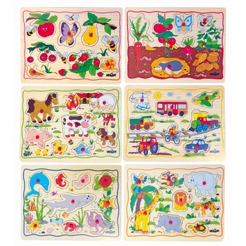 Puzzle Woody, Set cu 6 puzzle-uri, Lemn Puzzle Woody, Set cu 6 puzzle-uri, Lemn