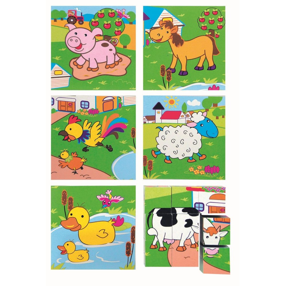 Puzzle Woody, Cuburi puzzle animale, Lemn