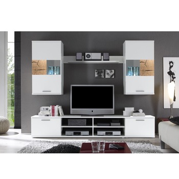 Living Spalt2, Genarom, cu lumini, Alb / Imitatie Lemn, 230 x 196 x 38 cm Living Spalt2, Genarom, cu lumini, Alb / Imitatie Lemn, 230 x 196 x 38 cm