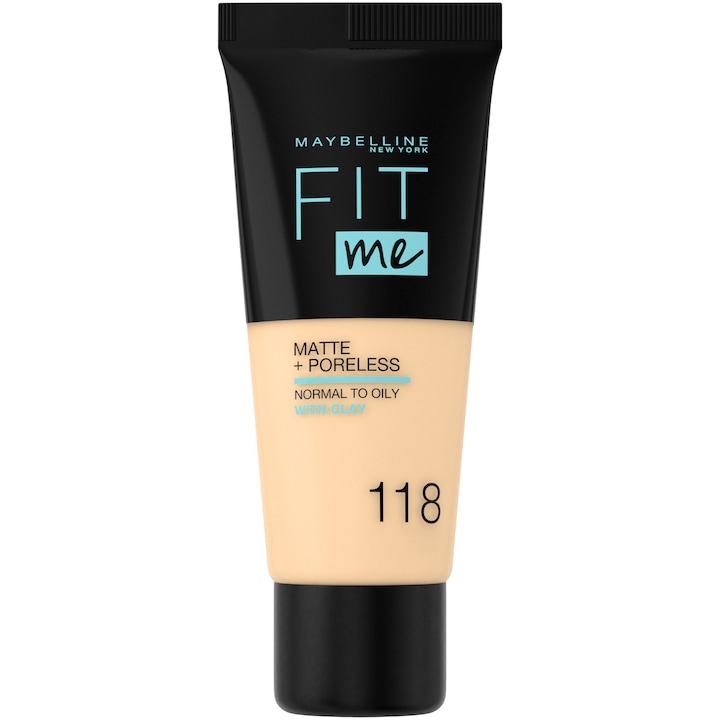 Maybelline New York Fit Me Matte & Poreless Alapozó, 118 Light Beige, 30 ml