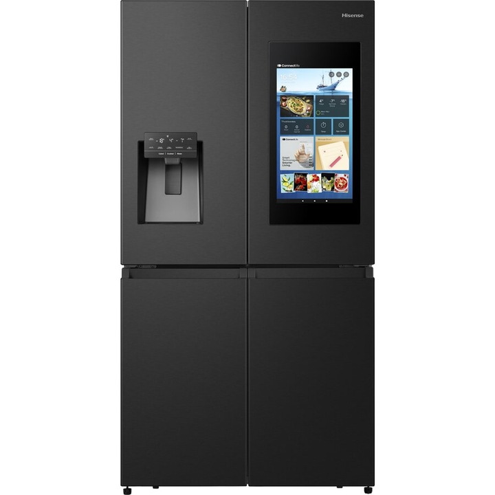 Side by Side Hisense RQ760N4IFE, French Door, 577L, Clasa E, H 178.5 cm, negru