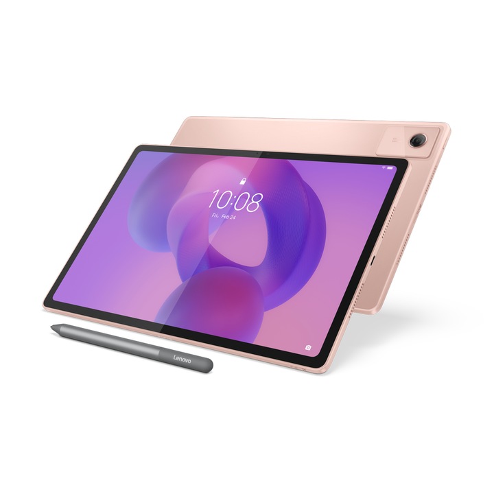 Tableta Lenovo Idea Tab Plus TB361FU, Procesor MediaTek Dimensity 6400 Octa-Core, Ecran IPS 2.5K 12.1", 8GB RAM, 128GB Flash, 13MP, Wi-Fi, Bluetooth, Android 15 + Lenovo Tab Pen Roz