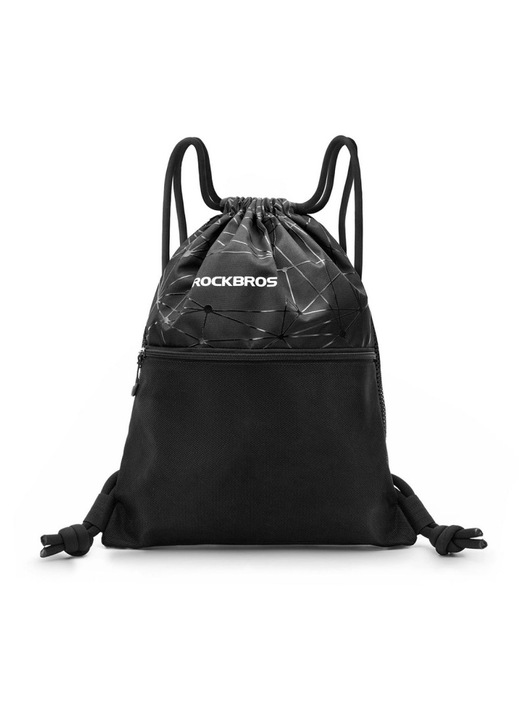 Rucsac sport Rockbros D49-2 cu cordon de strangere, buzunar cu fermoar si spate ventilat, 9 l – negru
