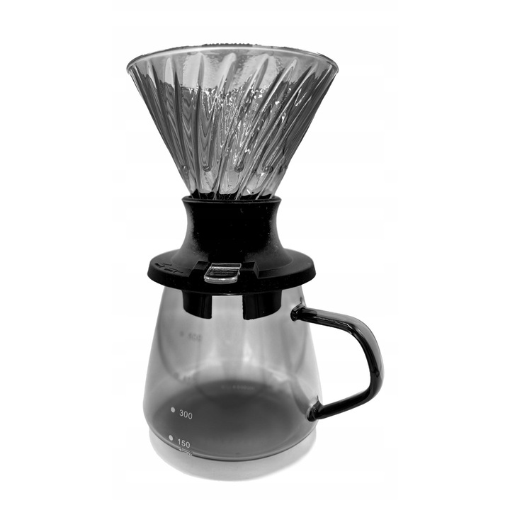 Filtru pentru cafea, sticla, 600ml, sistem Switch Dripper, gri