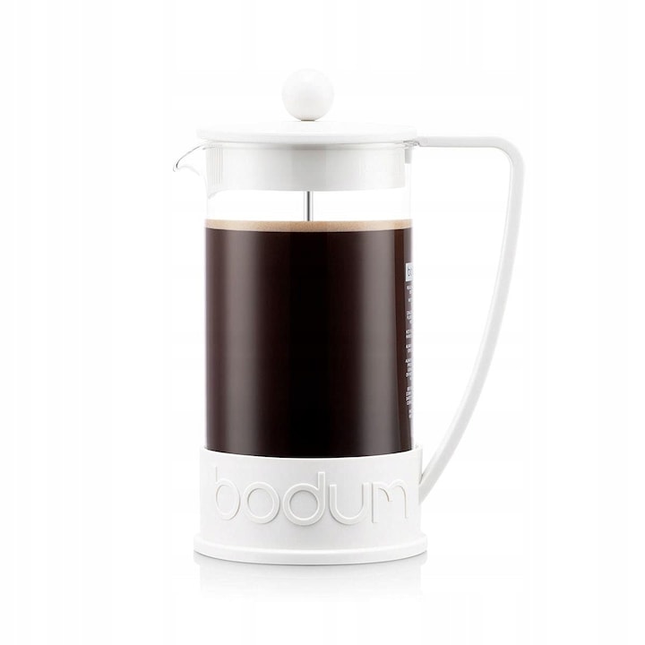 Cafetiere Bodum Brazil, 1L, sticlă borosilicată, filtru din oțel inoxidabil, crem