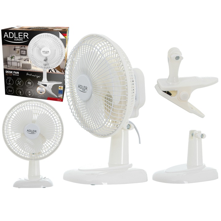 Ventilator, Adler, AD7317, Diametru 15 cm, Flux Aer 7 M3/Min, 2 Viteze, Inclinare 16°, Dimensiuni 15 cm