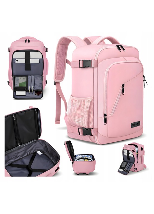 Rucsac de calatorie 40x20x25cm, 20L, Roz, Compatibil cu bagaj de mana