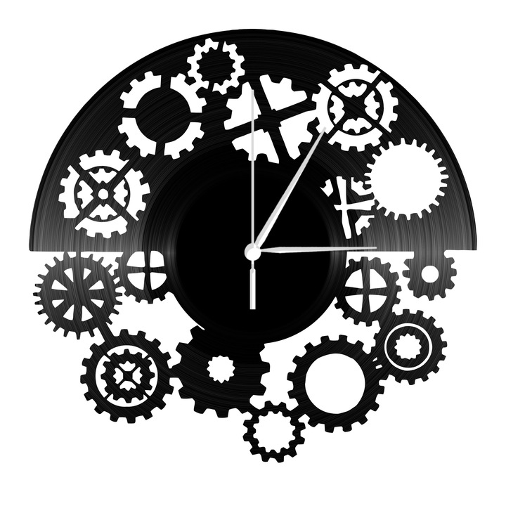 Fogaskerekes dekor bakelit óra