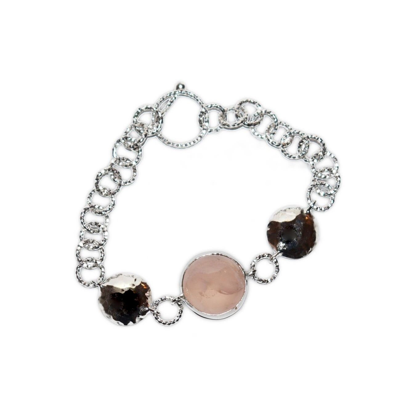 Bratara confectionata manual din argint 925 cu CUART ROZ