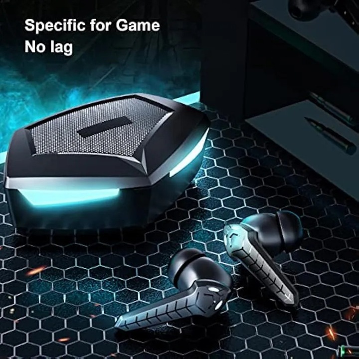 Bluetooth слушалки за поставяне в ухото, безжични слушалки за игри, ултра ниска латентност от 45ms, двойни режими, вграден микрофон, черни