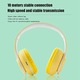 Слушалки с активно шумопотискане, сгъваеми безжични слушалки Bluetooth 5.0, слушалки тип over-ear с цветна RGB светлина, слушалки от PU кожа, за момчета, момичета (жълти)
