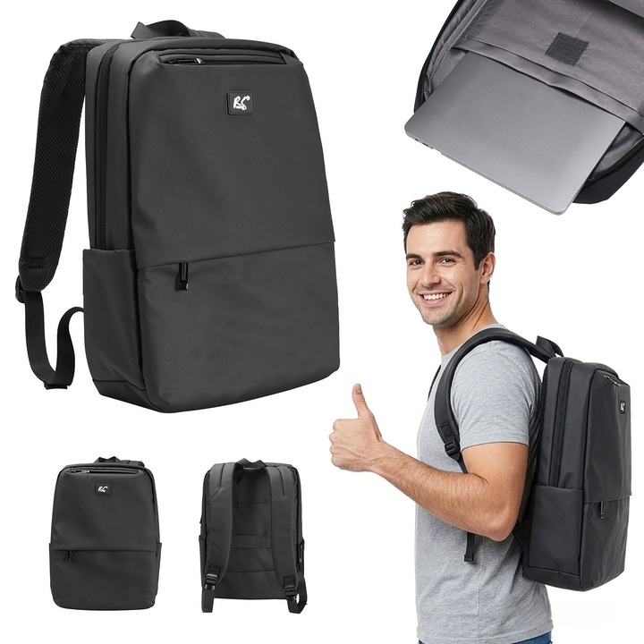 Rucsac Laptop NanoRS, 15 "6", Negru, 16 L, 41x29x4 cm, impermeabil RS202 B