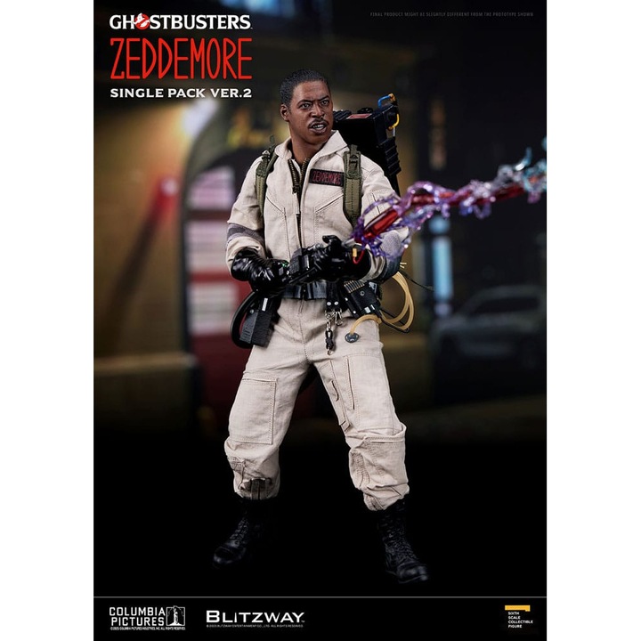 Колекционерска фигурка Blitzway Winston Zeddemore Ver. 2 (BW-UMS-12404), мащаб 1/6, протонна раница с LED, подвижни очи, магнитна основа, множество аксесоари, Многоцветен