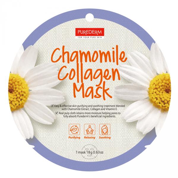 Masca de fata Chamomile Collagen, Purederm, circle, 1 buc/plic
