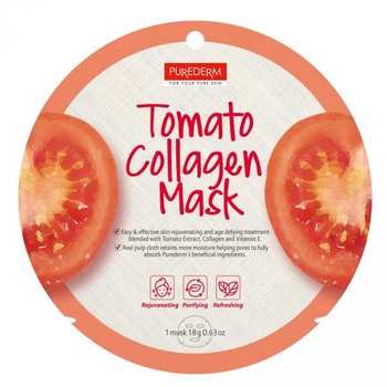 Masca de fata Tomato Collagen, Purederm, circle, 1 buc/plic Masca de fata Tomato Collagen, Purederm, circle, 1 buc/plic
