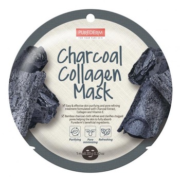Masca de fata Charcoal Collagen, Purederm, circle, 1 buc/plic Masca de fata Charcoal Collagen, Purederm, circle, 1 buc/plic