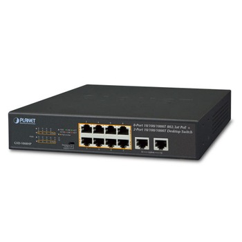 Switch PoE PLANET GSD-1008HP 8-Port 10/100/1000T 802.3at PoE + 2-Port 10/100/1000T Desktop Switch (120 watts) Switch PoE PLANET GSD-1008HP 8-Port 10/100/1000T 802.3at PoE + 2-Port 10/100/1000T Desktop Switch (120 watts)