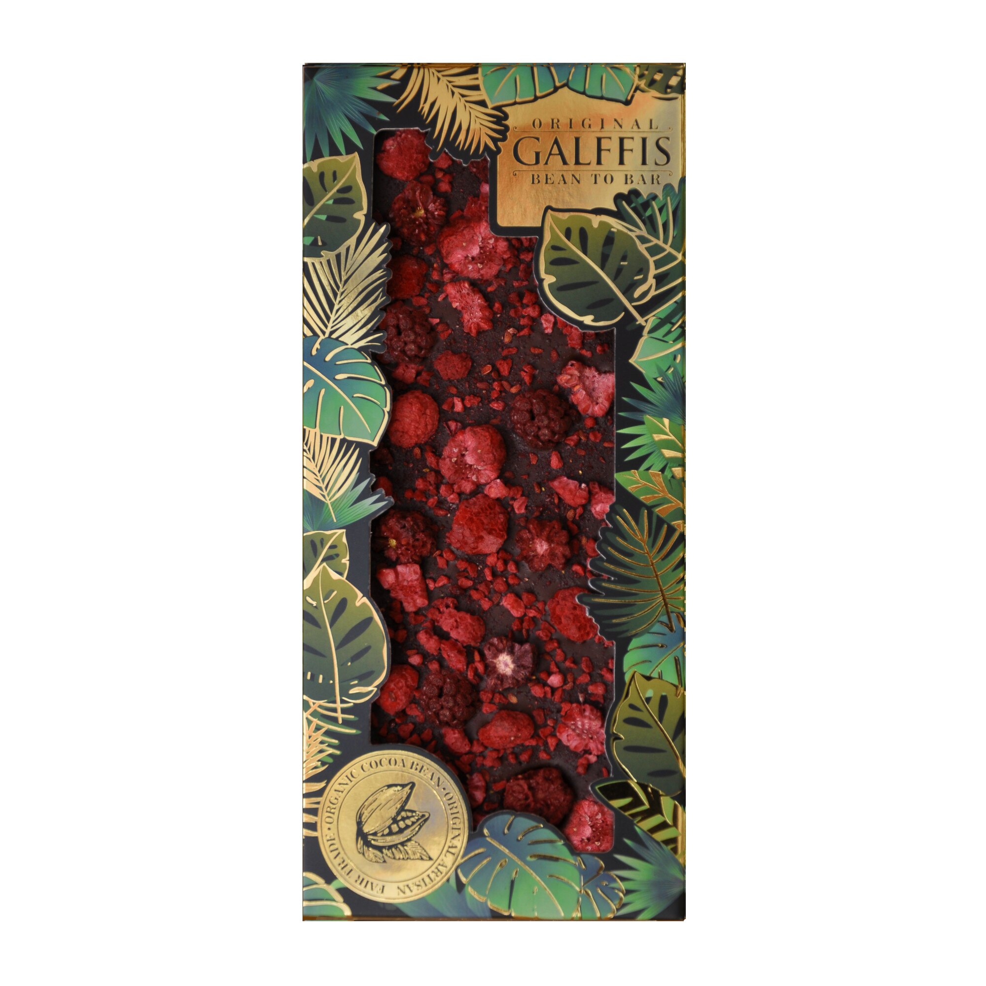 Ciocolata artizanala neagra cu zmeura si mure liofilizate