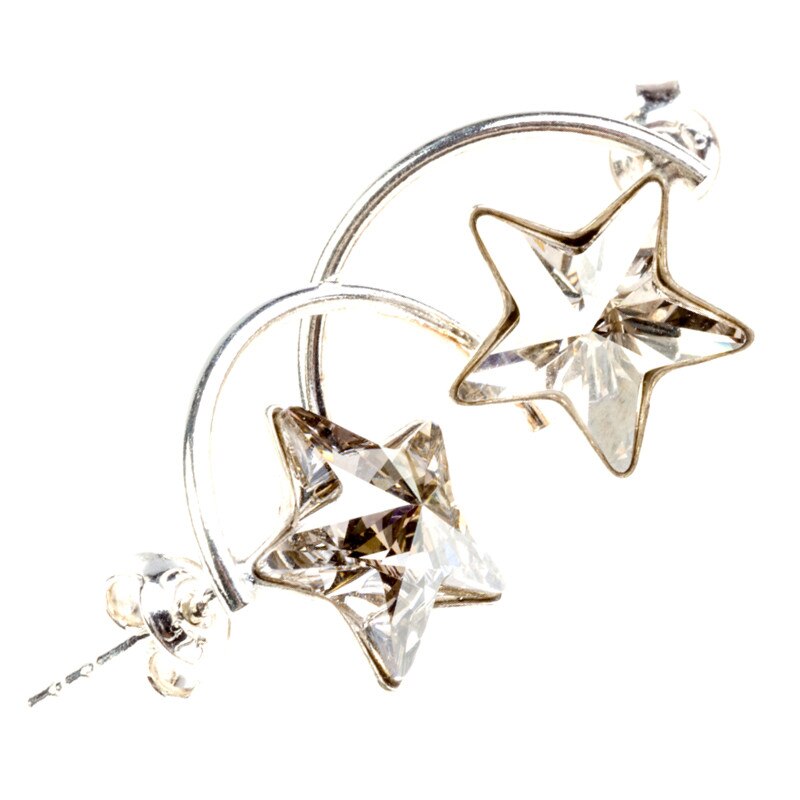 Cercei din argint si Elements Crystal cu steluta si semicerc