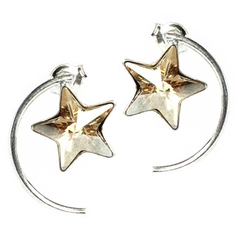 Cercei din argint si Elements Golden cu steluta si semicerc Cercei din argint si Elements Golden cu steluta si semicerc