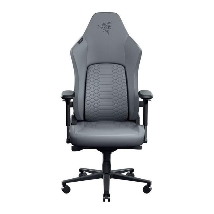Геймърски стол Razer Iskur V2 NewGen, Ергономичен, Макс. 136 кг, Възглавница от пяна, Система HyperFlex, 4D подлакътници, Сив