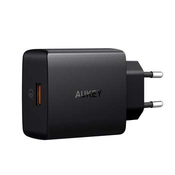 Incarcator de perete Aukey PA-T17, 1 slot USB Quick Charge 3.0, negru, conectori priza pliabili Incarcator de perete Aukey PA-T17, 1 slot USB Quick Charge 3.0, negru, conectori priza pliabili